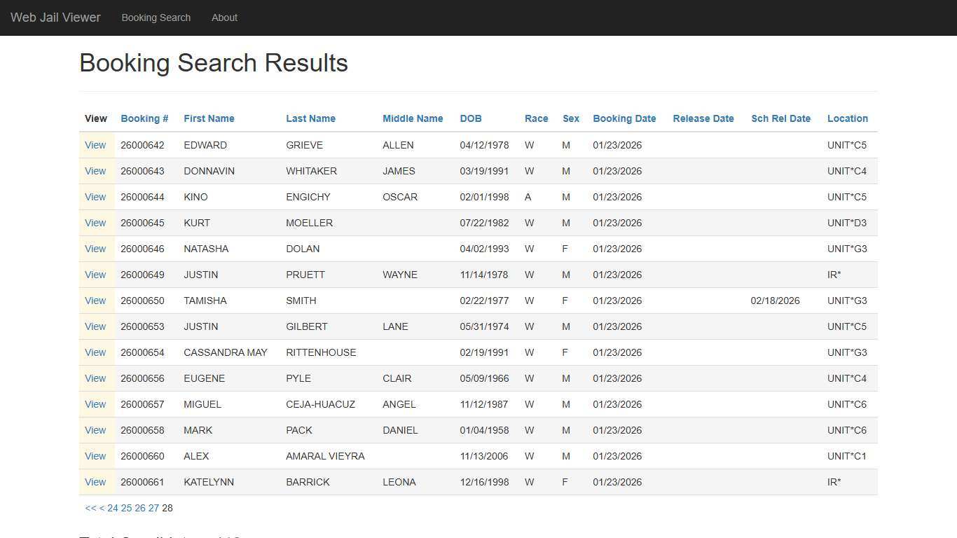 BookingSearchDetail - Web Jail Viewer